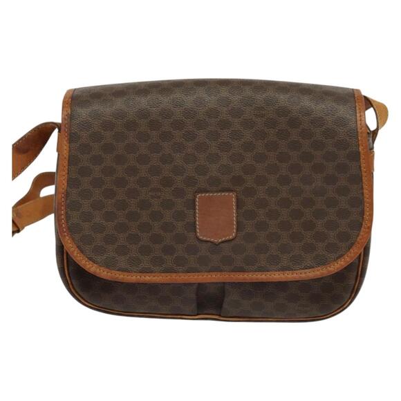 CELINE Macadam Canvas Shoulder Bag Pvc Leather Brown Gold - Picture 2 of 12